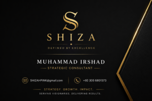 SHIZA Brand Identity and Consultant Muhammad Irshad Contact Card